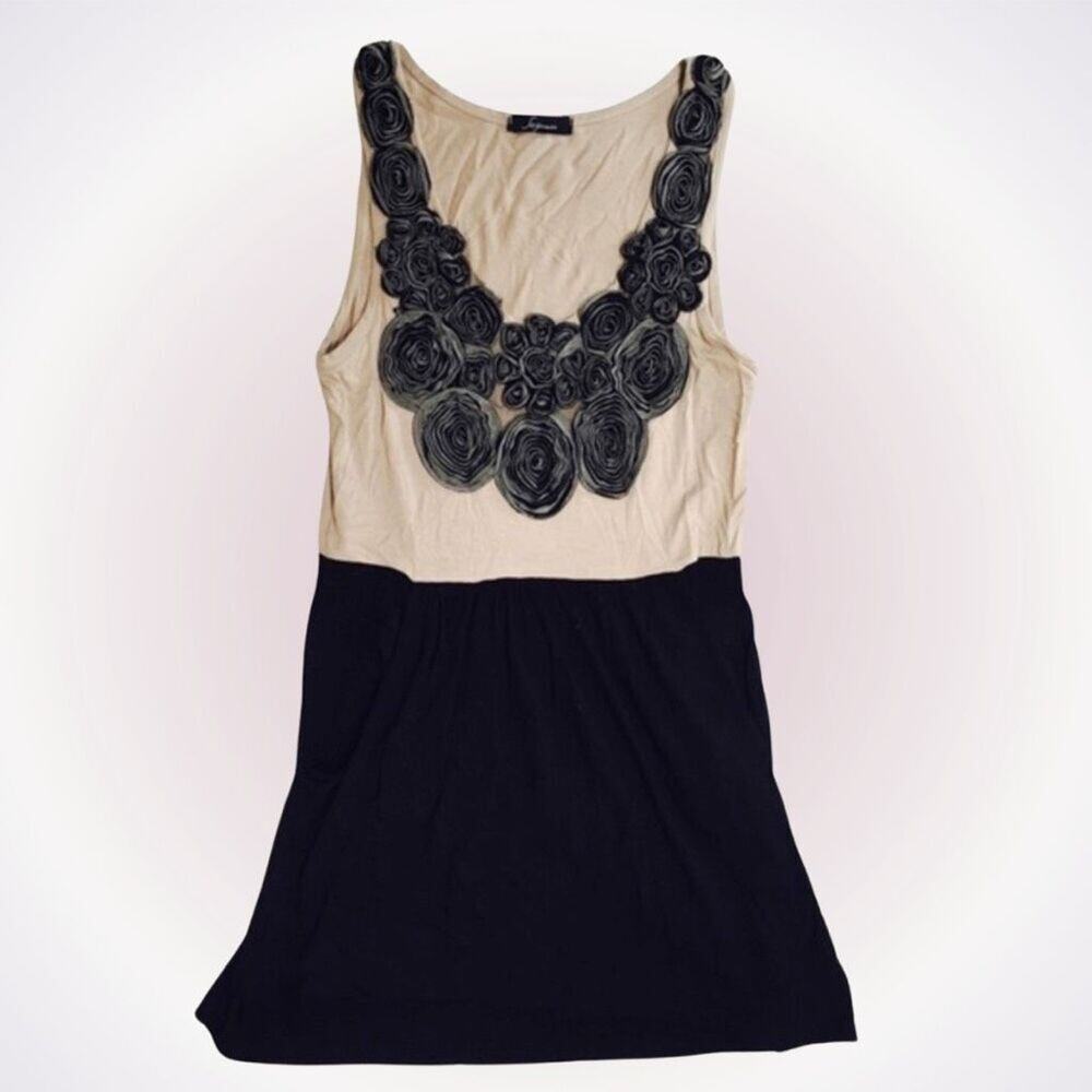 Soprano Mini Dress with Textured Fabric Roses | Sz S